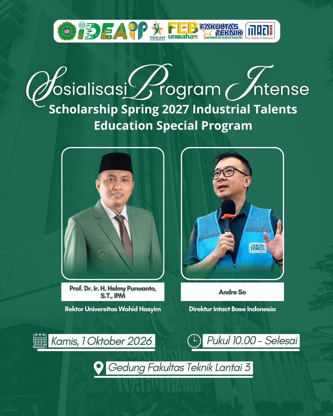 Sosialisasi INTENSE Program Scholarship Spring 2027 (Industrial Talents Education Special Program)